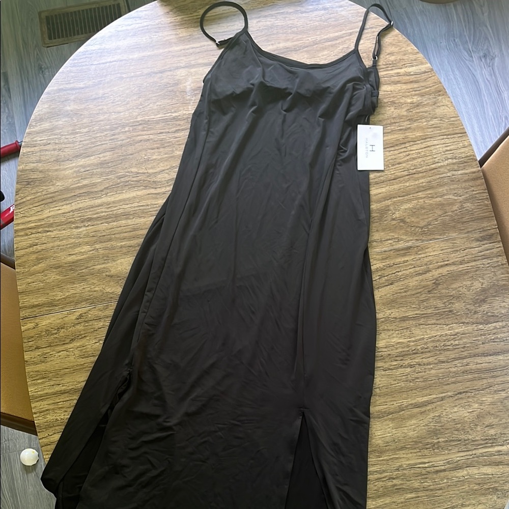 Halston Elegant Black Slip Dress